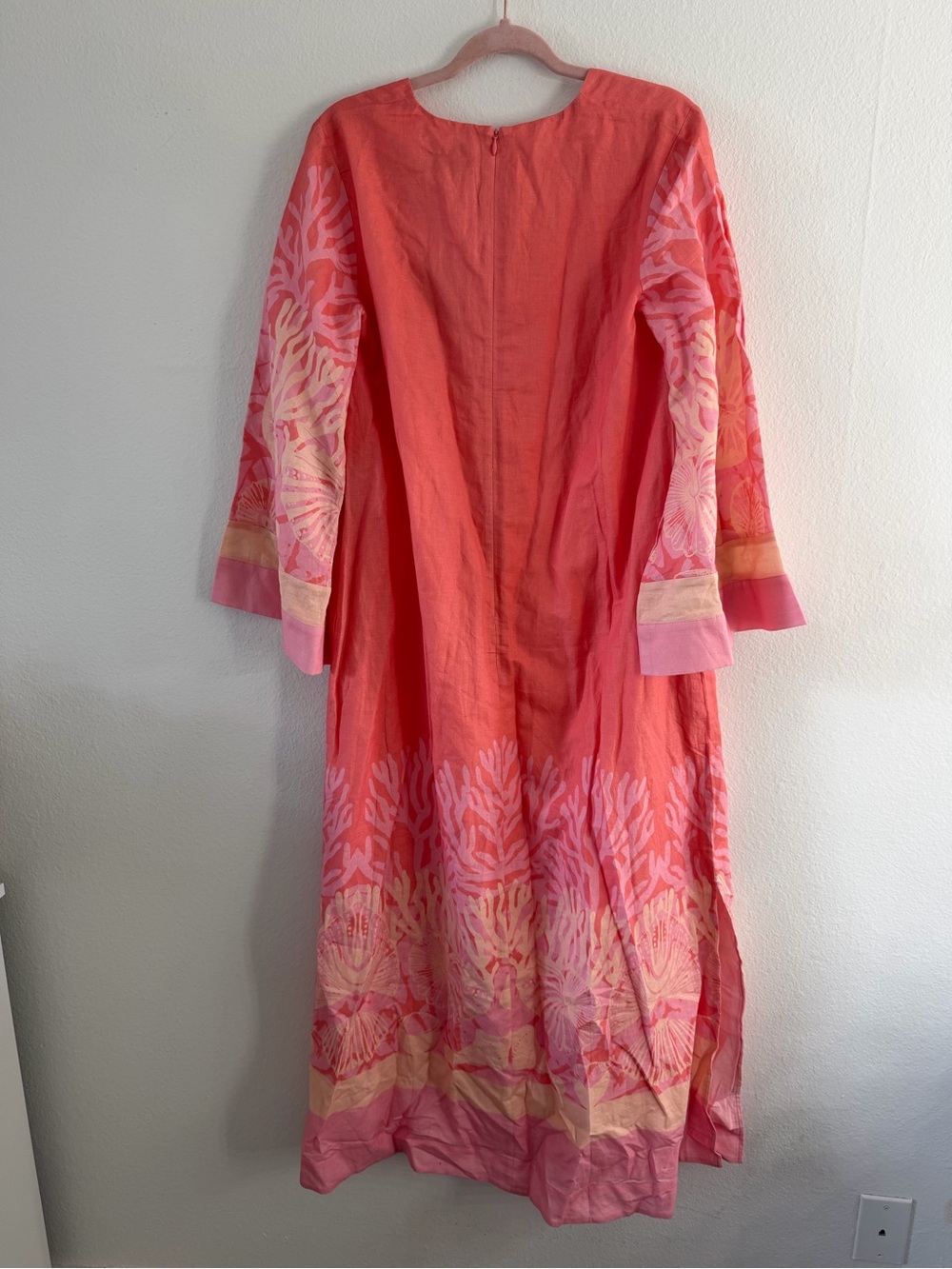 Tuckernuck Women’s Hopewell Coral Printed V-Neck Lorena Caftan Maxi Dress NWT - Picture 5 of 6